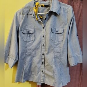 Apt 9 Blue Striped Dress Shirt